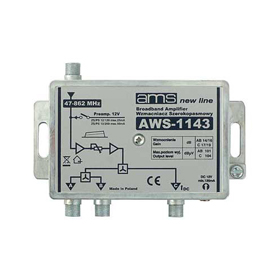 Anténní zesilovač AWS-1143 (47-862MHz, 16dB, 3x výstup)