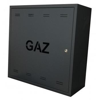 Revizní skříňka na plyn 600x600x250 antracit se spodním otvorem a nápisem GAZ