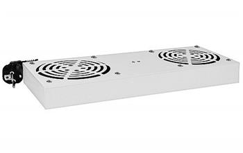 Ventilační panel 2 ventilátory FANR2 do rack 19" šedý