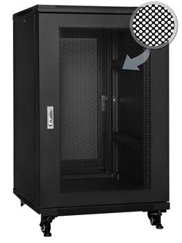 19" Rack skříň S6615DPII/B (15U 600x600mm, pojízdná,matná, perforované dveře)