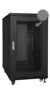 19" Rack skříň SQ6115DPII/B (15U 600x1000mm, pojízdná,matná,perforované dveře) - rychlá montáž