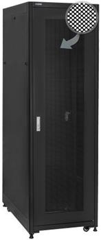 19" Rack skříň SQ6137DPII/B (37U 600x1000mm, pojízdná,matná, perforovaný dveře) - rychlá montáž