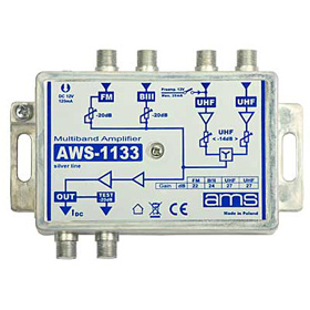Anténní zesilovač AWS-1133 (FM/BIII/UHF/UHF 14dB)