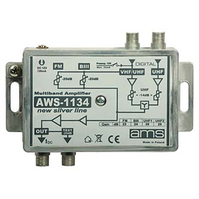 Anténní zesilovač AWS-1134 (FM-BIII-VHF-UHF/UHF 26dB)
