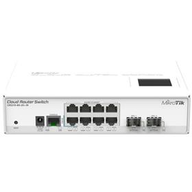 MikroTik Cloud Router Switch CRS210-8G-2S+IN, Atheros QC8519 CPU, 64MB RAM, 8xGLAN, 2xSFP+, ROS L5, LCDpanel, PSU,deskt