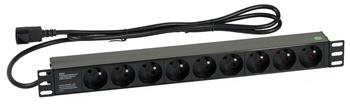 Napájecí lišta 2759(19 "RACK, 1U, 9 zásuvek, IEC320C13/UPS plug, kabel 1,6m)