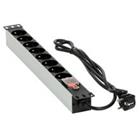 Napájecí lišta 2759 (19 "RACK, 1U, vypínač, 8 zásuvek, kabel 1,8m, stříbrná)